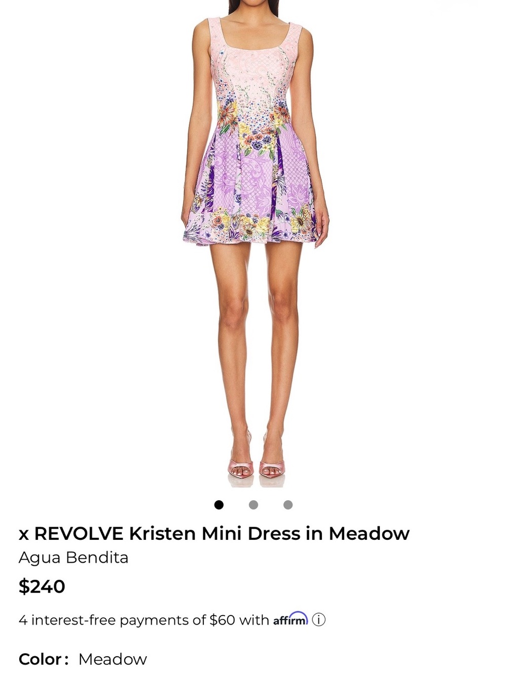 Agua Bendita Pink & Purple Meadow Floral Sleeveless Mini Dress